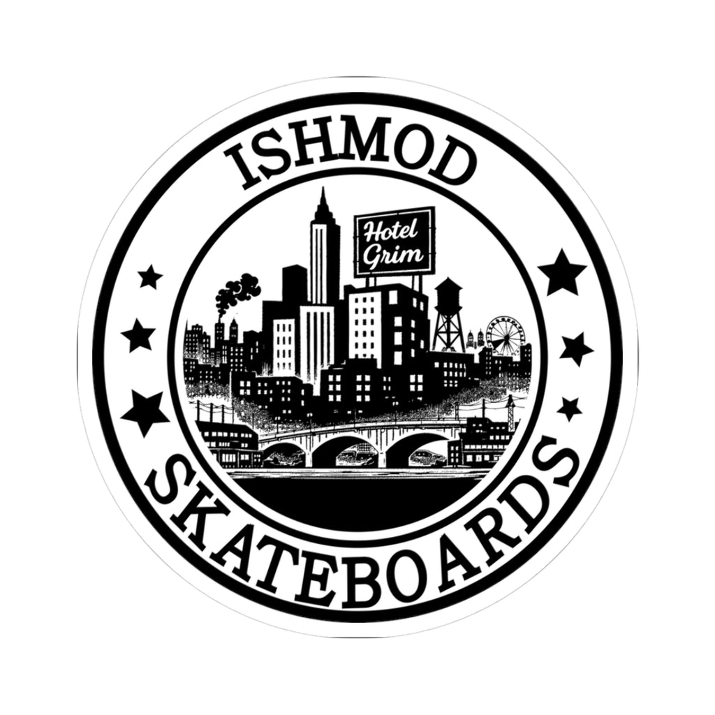 Ishmod Skateboards City Seal Sticker — Kiss-Cut Skateboard Logo Decal
