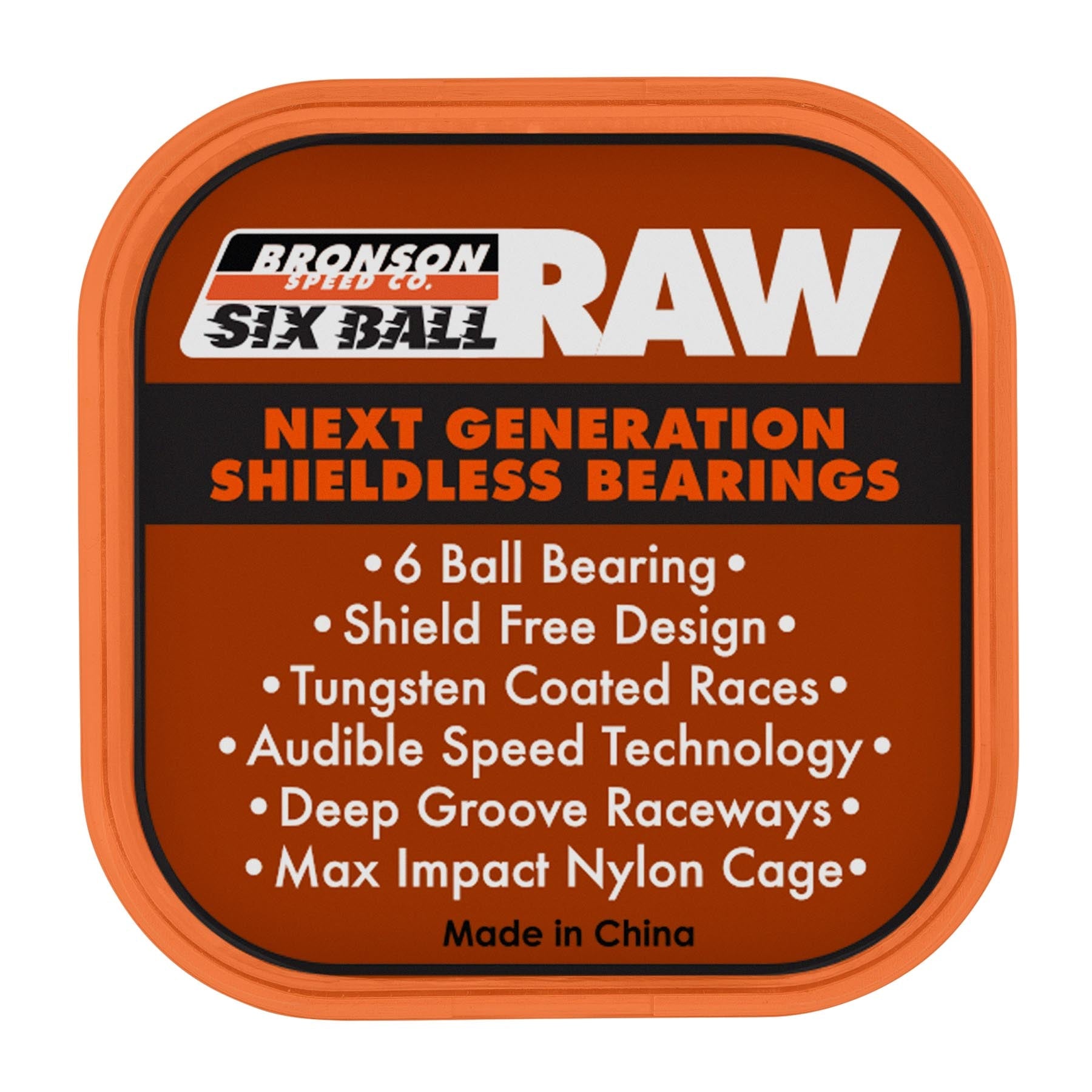 Bronson Speed Co. 6-Ball Raw Skateboard Bearings (set of 8)
